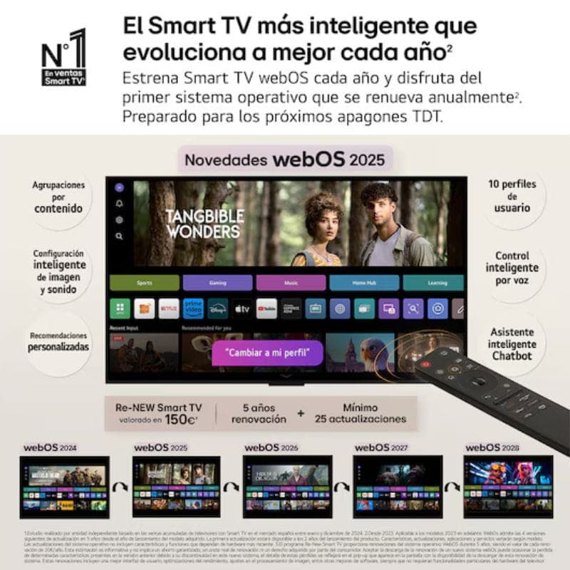 LG 50QNED82A6B 50 pouces 4K Ultra HD QNED avec webOS 2025, profils personnalisés, Wi-Fi, contrôle vocal et télécommande rétroéclairée