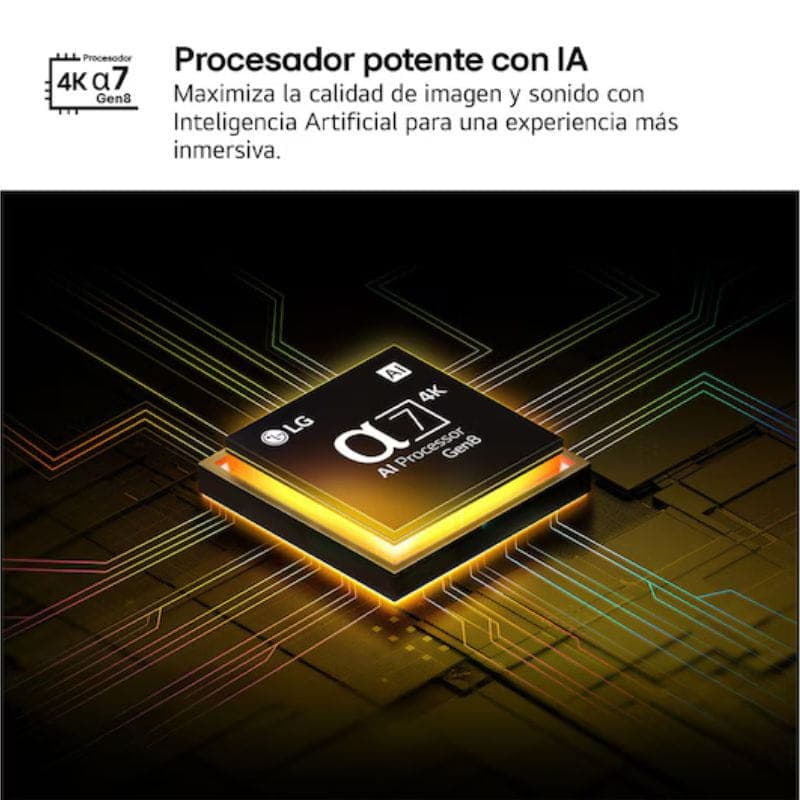 Gráfico promocional LG 55QNED82A6B: salpicaduras de pintura en colores vivos destacando 100% volumen de color y certificaciones de calidad y seguridad