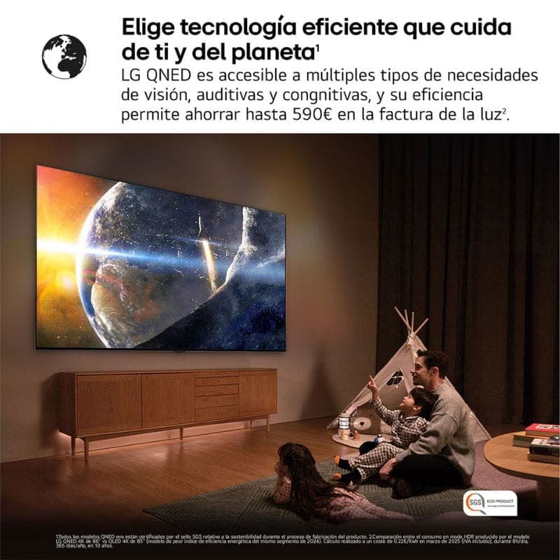 LG 55QNED82A6B 55 pulgadas 4K QNED con HDR10 Pro y Dolby Digital Plus, modo Filmmaker y WebOS AI; imagen nítida y sonido envolvente para cine en casa