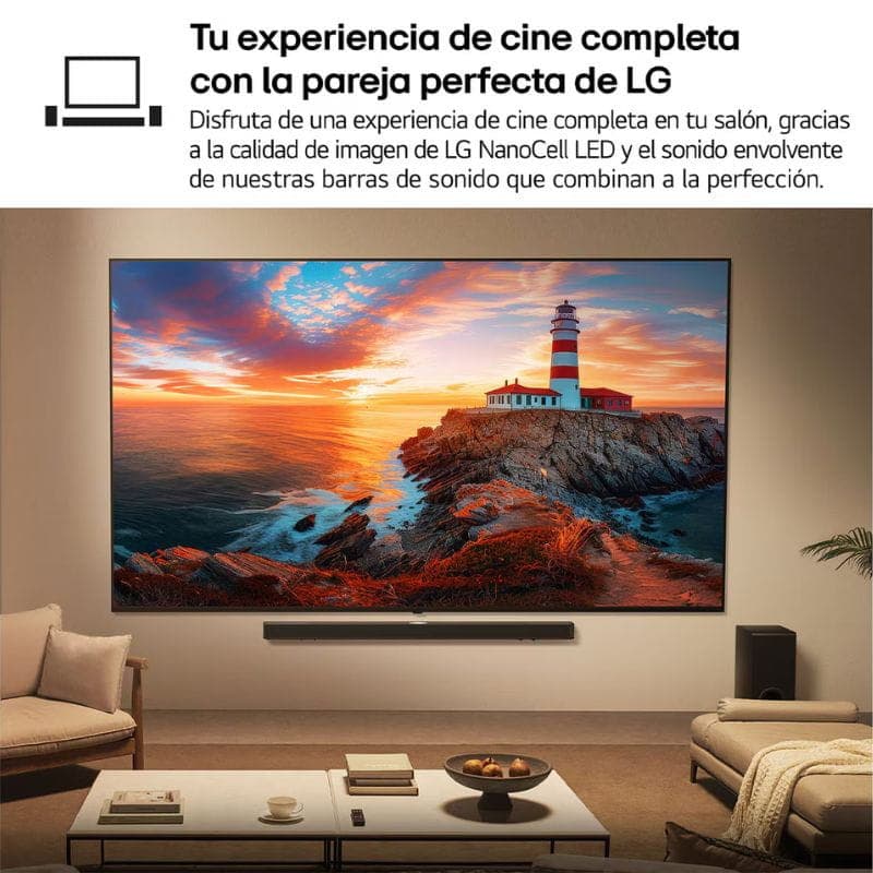 LG 55QNED82A6B 55 pulgadas 4K Ultra HD QNED con WebOS y AI, pantalla sin bordes, colores vivos y contraste preciso; diseño elegante montado en pared