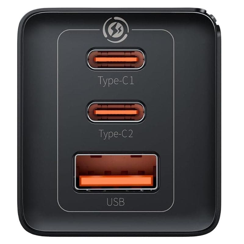 Baseus GaN5 Pro 65W - Cargador de pared 2xUSB-C 1xUSB-A  imagen frontal