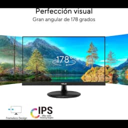 Monitor ASUS VP229HF 22 pulgadas, diseño sin bordes, panel IPS Full HD, ángulos de visión 178°, 100 Hz, color negro, peana redonda y marco delgado