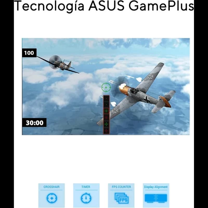 Pantalla ASUS VP229HF 22 pulgadas IPS Full HD negra con GamePlus: retícula, temporizador, contador FPS y alineación de pantalla; tasa de 100 Hz