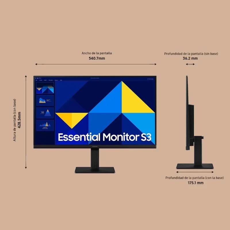 Samsung S30GD monitor 24 polegadas, tela LCD IPS Full HD 100 Hz, bordas finas, suporte ajustável e design preto, ideal para jogos e produtividade - Item3