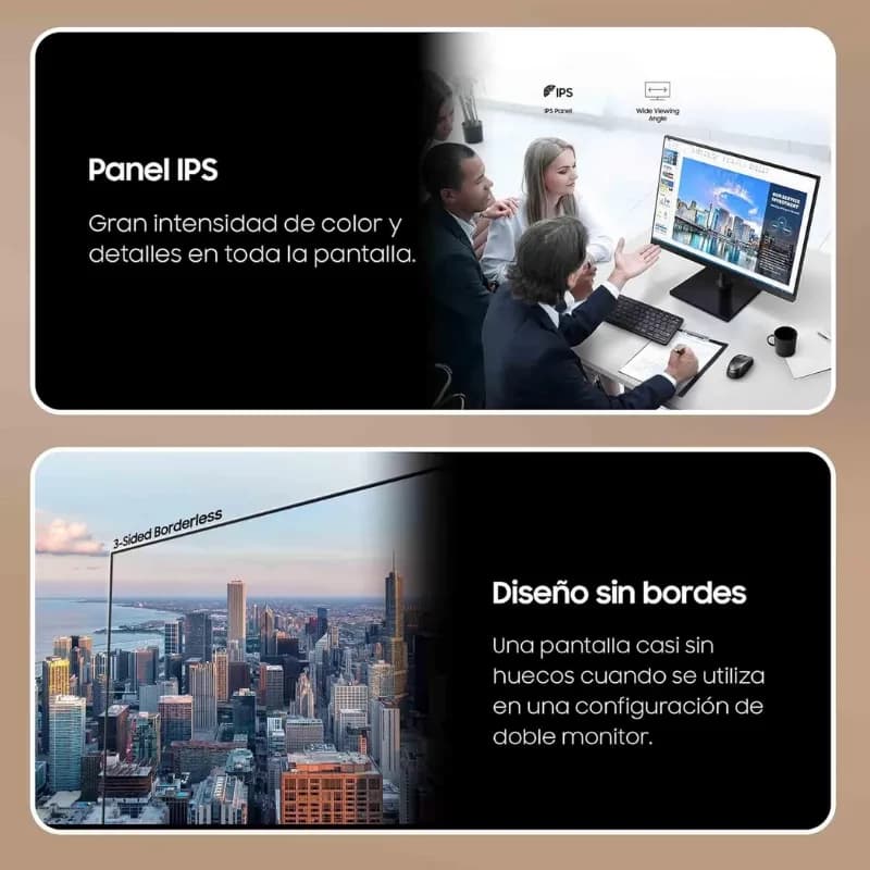 Moniteur PC Samsung S30GD 24 pouces Full HD IPS 100 Hz noir avec bords ultra fins, couleurs vives et détails nets sur toute la surface