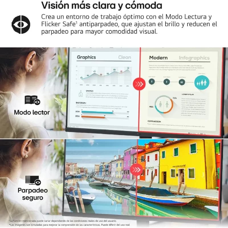 LG 32U631A-B 32 pouces Quad HD IPS 100 Hz avec mode Lecteur et Flicker Safe, luminosité ajustée et réduction du scintillement pour un confort visuel optimal