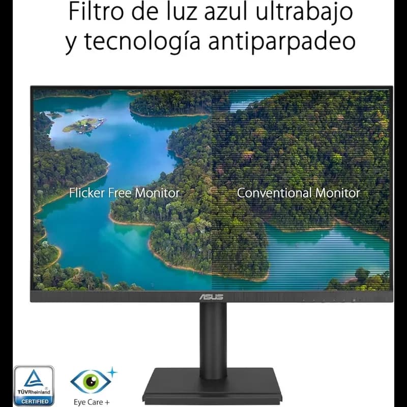 Monitor ASUS VA27DQFS 27 pulgadas Full HD con panel IPS, 100 Hz, biseles delgados, base ajustable, tecnología antiparpadeo y filtro de luz azul ultrabajo