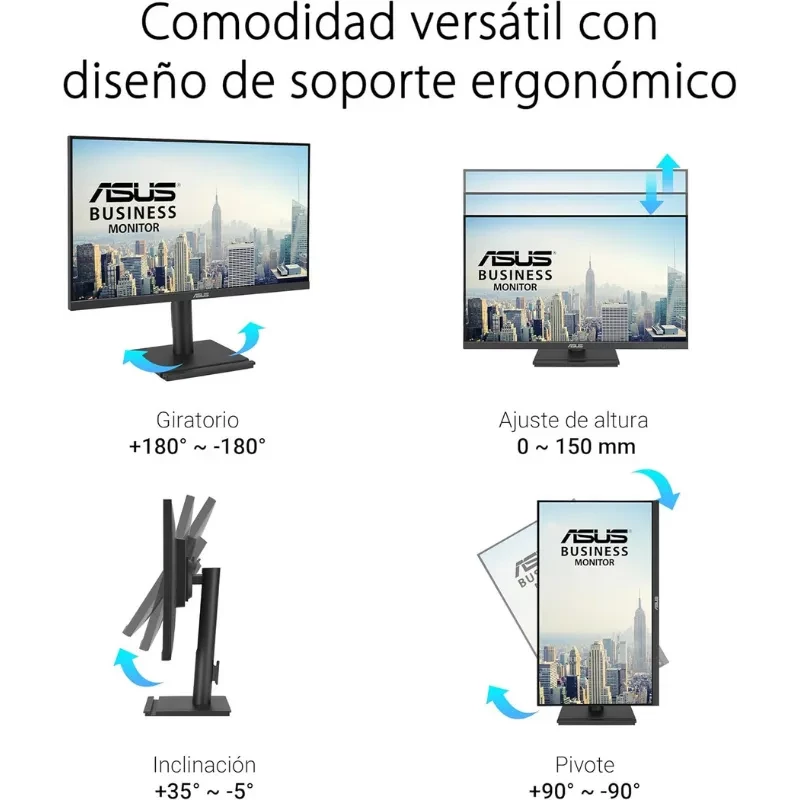 Écran PC ASUS VA27DQFS 27 pouces noir, dalle IPS Full HD, bords fins, 100 Hz pour fluidité, pied réglable ergonomique, hub USB, modes Eye Care - Ítem10