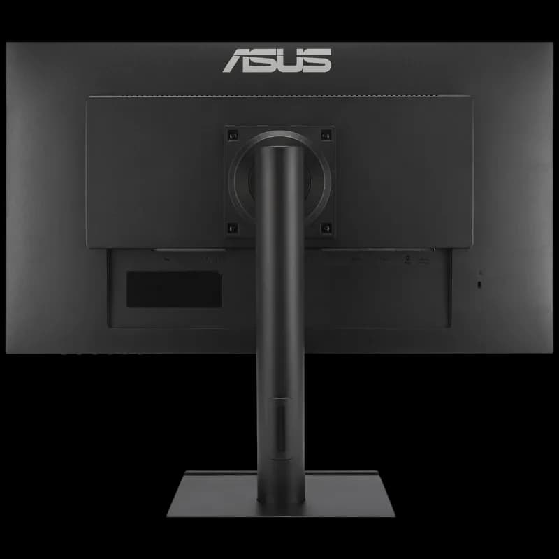 Monitor ASUS VA27DQFS 27" negro con panel IPS sin bordes, ángulos de visión 178°, base rectangular ajustable y pantalla Full HD a 100 Hz