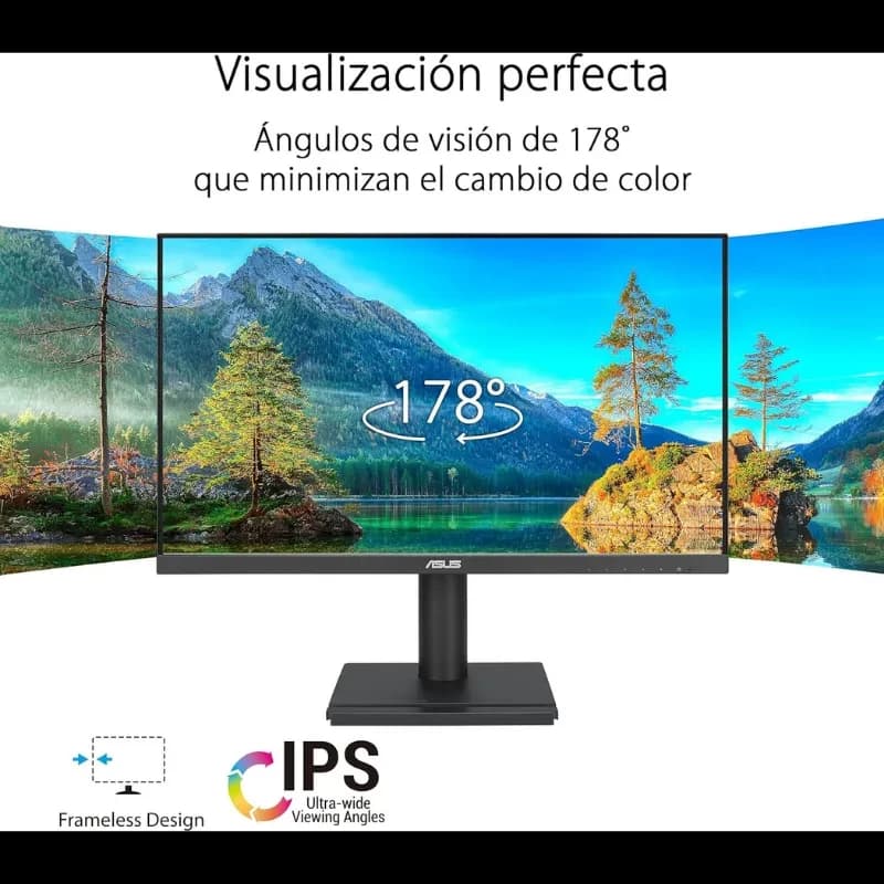 ASUS VA27DQFS 27 pulgadas, panel IPS Full HD, 100 Hz, soporte VESA 100x100, puertos HDMI, DisplayPort, VGA, USB, salida de auriculares y audio in
