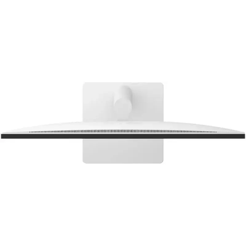 Painel traseiro do LG 27US500-W com 2 HDMI 2.0, 1 DisplayPort 1.4, entrada DC, saída para auscultadores e botão joystick, acabamento branco minimalista