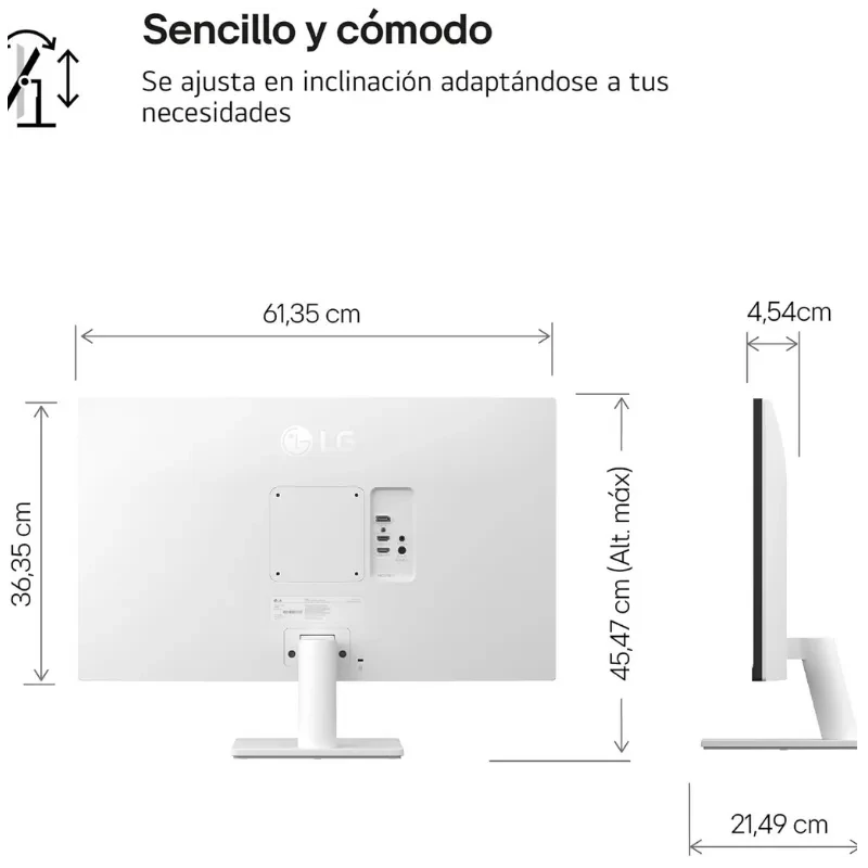 Écran PC LG 27US500-W 27 pouces 4K Ultra HD, dalle IPS, cadre fin noir, pied blanc élégant, affichage net 3840 x 2160 avec visuel UltraFine - Ítem8