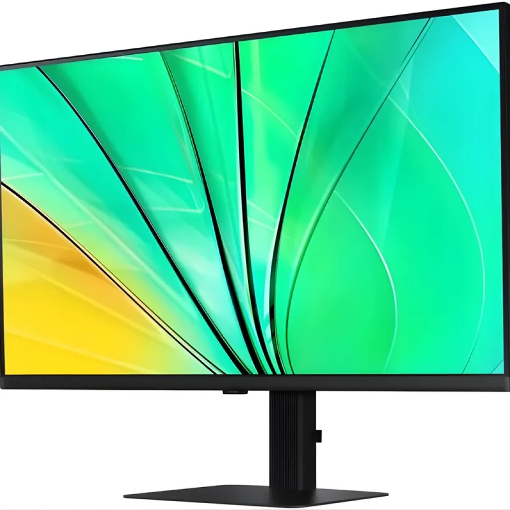Monitor Samsung LS32D600EAU 32 pol Quad HD IPS 100 Hz em preto, tela fina com bordas mínimas e base retangular, exibe cores vibrantes ViewFinity S6 - Item1