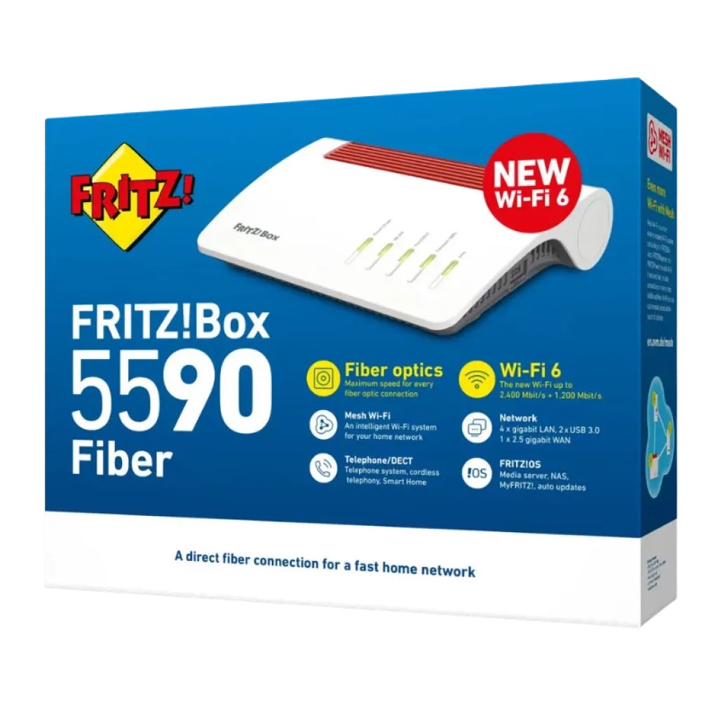 Routeur FRITZ!Box 5590 Fiber avec design blanc, antennes internes et emplacement SFP - Ítem3