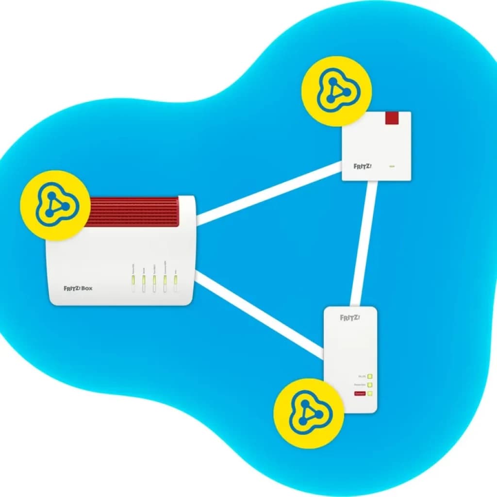 Repetidor Wi‑Fi 6 branco com detalhes vermelhos, design compacto de tomada, luzes LED frontais e porta Ethernet, indicado para rede mesh de dupla banda