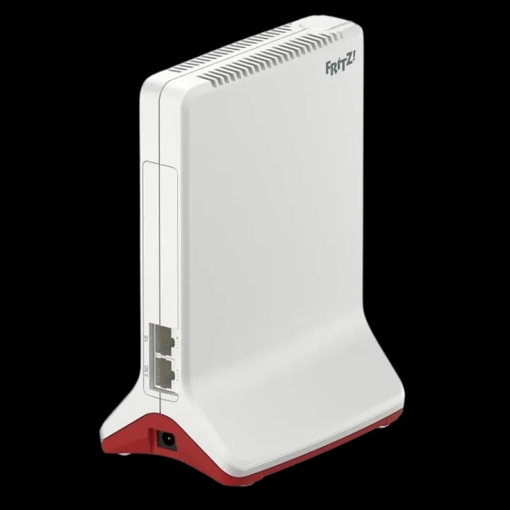 Ligações traseiras: portas LAN 2,5 Gigabit e 1 Gigabit do FRITZ!Repeater 6000