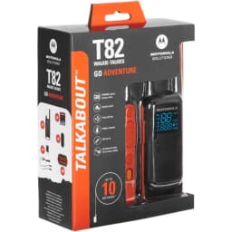 Motorola Talkabout T82 noir et orange, pack de 2 talkies avec écran rétroéclairé bleu, touches latérales, pince ceinture, portée jusqu à 10 km, 16 canaux