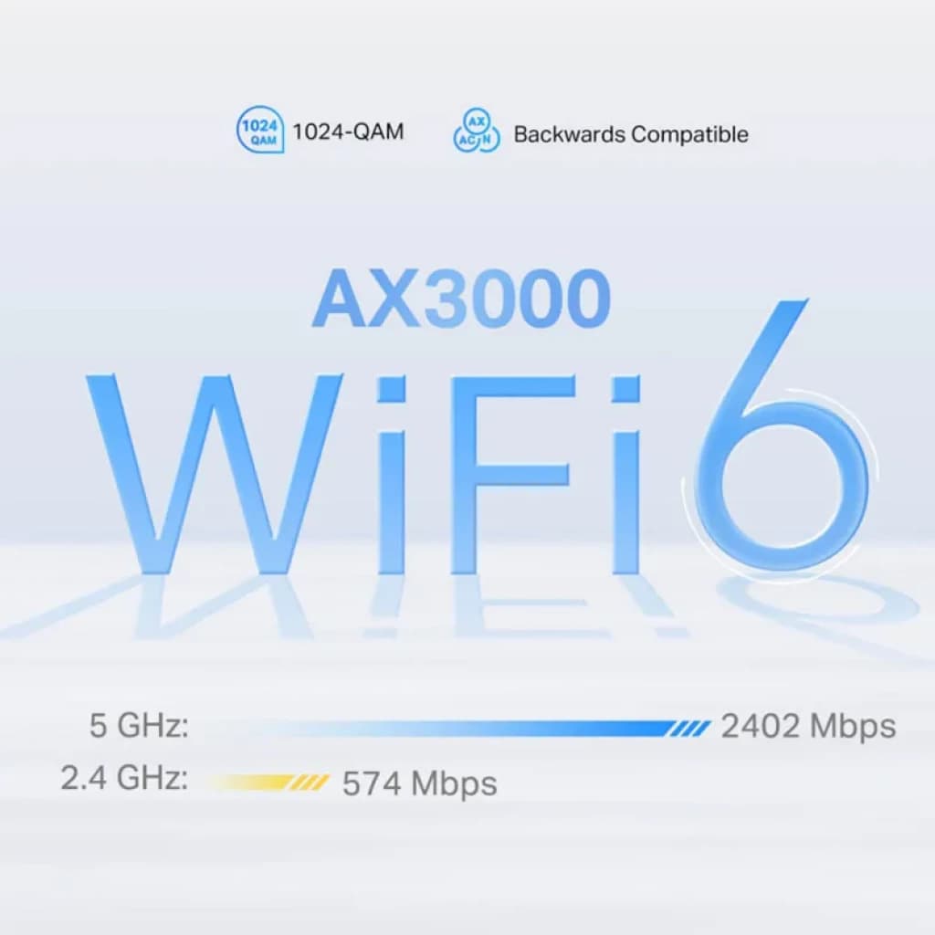 TP-Link Deco X50-5G Blanc AX3000 WiFi 6, 1024-QAM, rétrocompatible, débits 5 GHz 2402 Mb/s et 2,4 GHz 574 Mb/s, design minimaliste lumineux