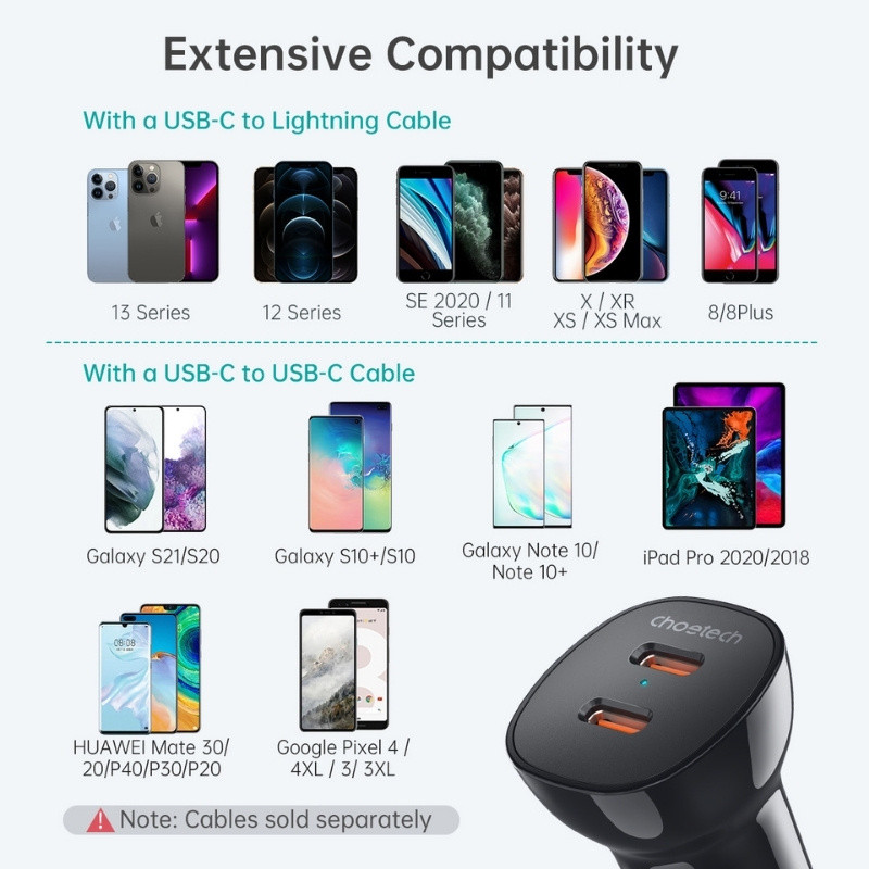 Chargeur de Voiture Choetech 40 W 2×USB‑C - Ítem4
