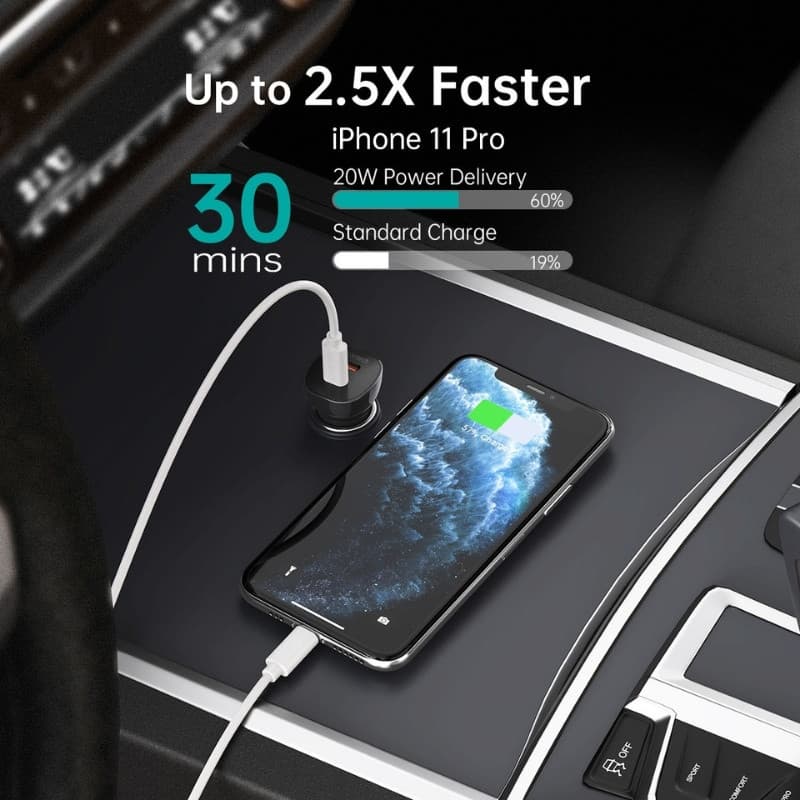 Chargeur de Voiture Choetech 40 W 2×USB‑C Rapidité