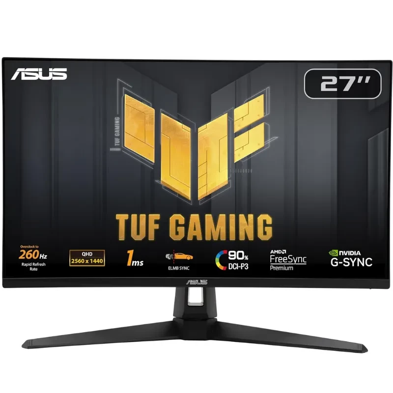 Monitor ASUS TUF VG27AQM1A 27 pulgadas, panel IPS WQHD, biseles finos, soporte en V robusto, frecuencia de 260 Hz, acabado negro para gaming - Ítem1
