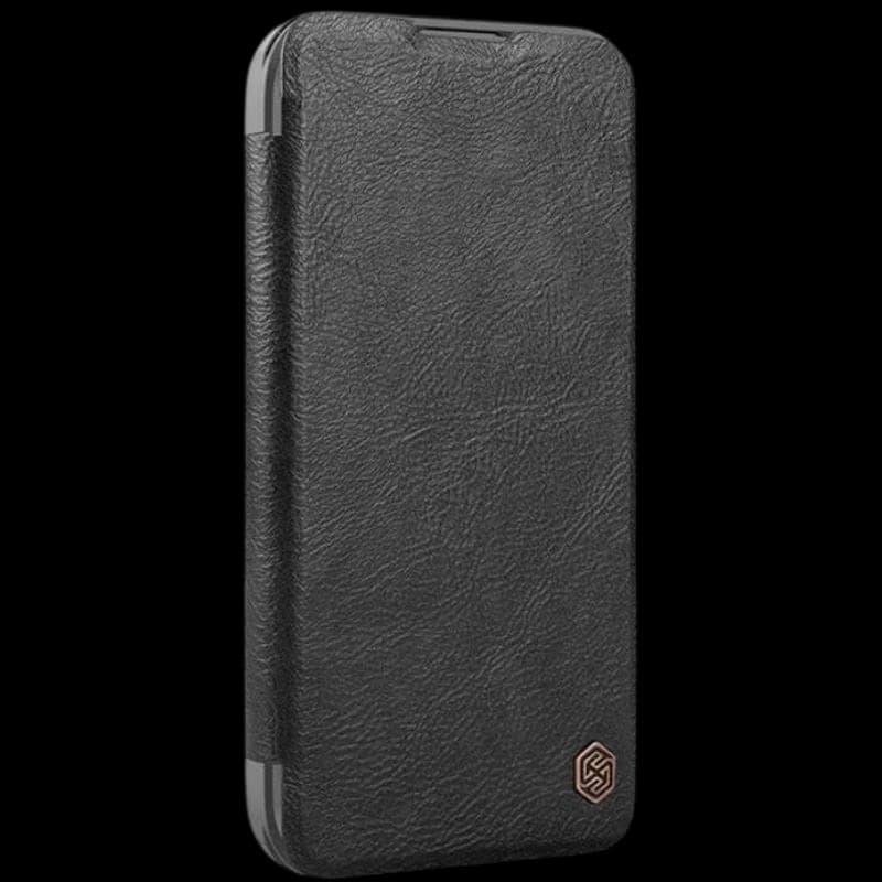 Nillkin Qin Prop Étui en cuir pour iPhone 16 Pro Max Noir