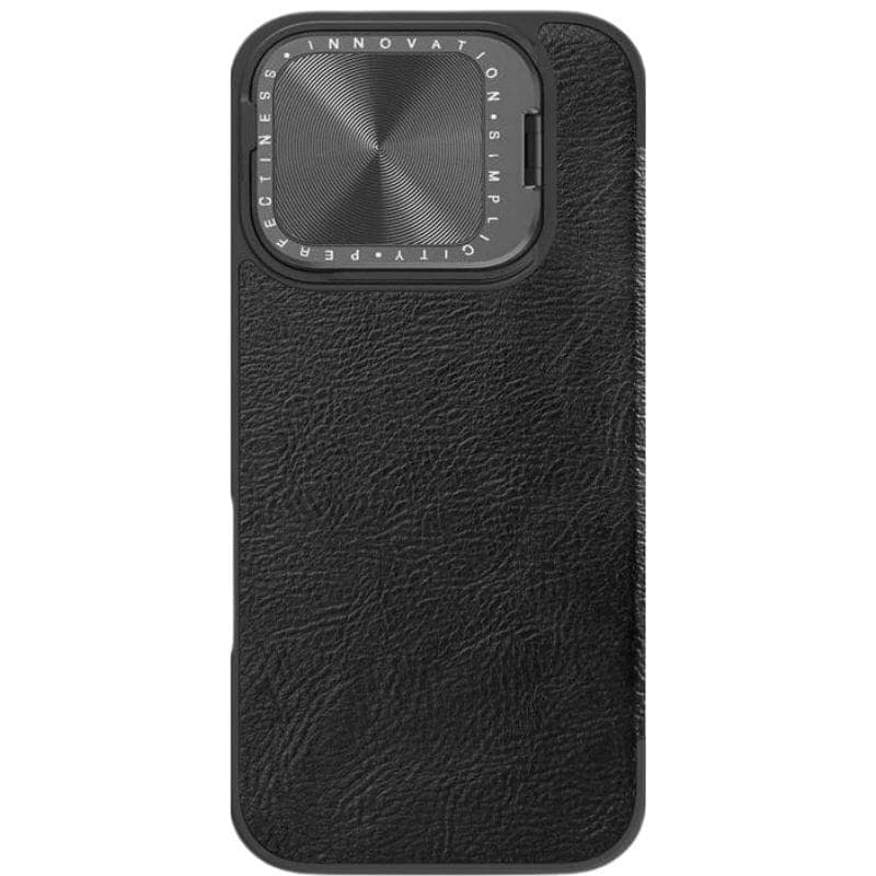 Nillkin Qin Prop Étui en cuir pour iPhone 16 Pro Max noir, image arrière