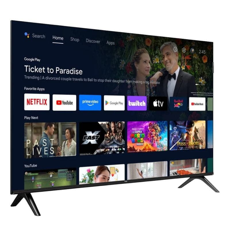 Etiqueta energética del TCL 32S4K 32" HD QLED: clase F, consumo 27 kWh/1000 h SDR y 50 kWh/1000 h HDR; resolución 1366 × 768, diagonal 80 cm (32")