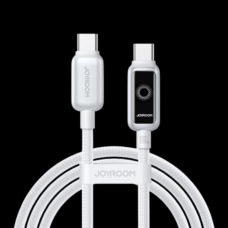 Joyroom Cable Intelligent Power‑Off 100 W USB‑C a USB‑C 1,2 m, Blanco