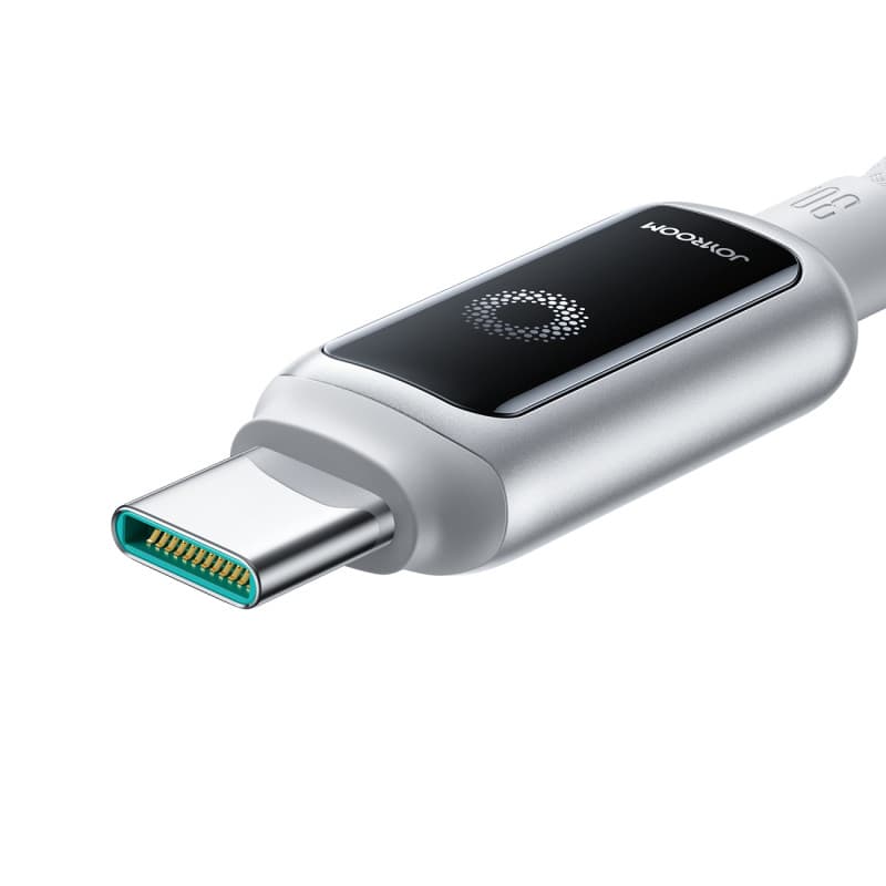 Joyroom Cable Intelligent Power‑Off 100 W USB‑C a USB‑C 1,2 m, Blanco