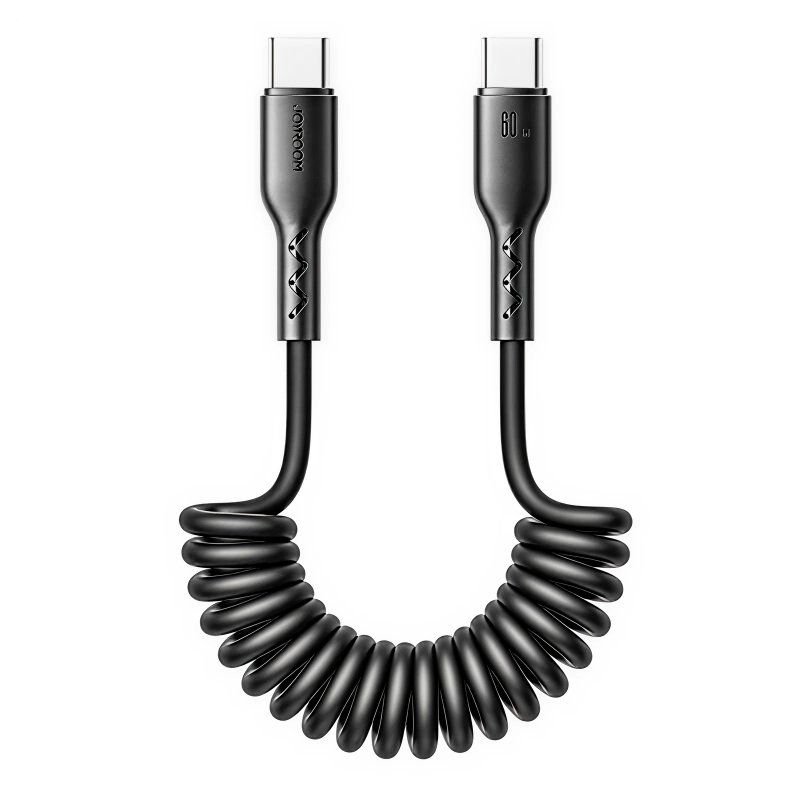 Joyroom Cabo de Carregamento Rápido 60 W Série Easy‑Travel Bobinado Tipo‑C para Tipo‑C 1,5 m (Preto) - Item