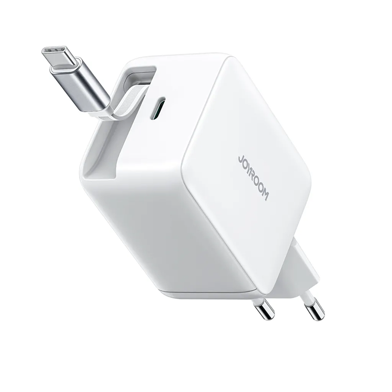 Carregador USB-C com cabo retrátil Joyroom de 67 W- Branco - Item