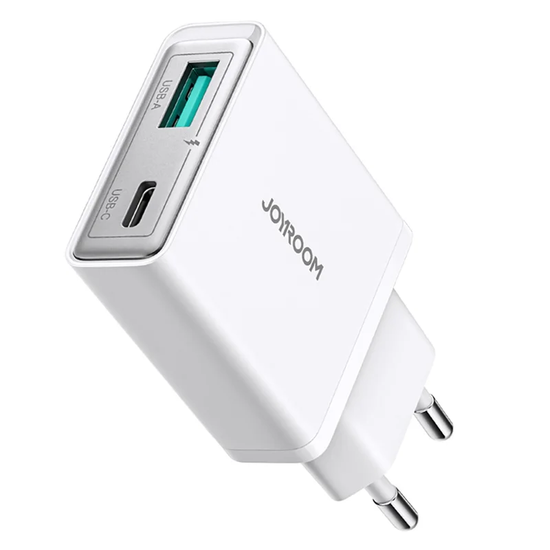 Cargador Joyroom Super Slim con puertos USB-C +y USB-A - Blanco - Ítem