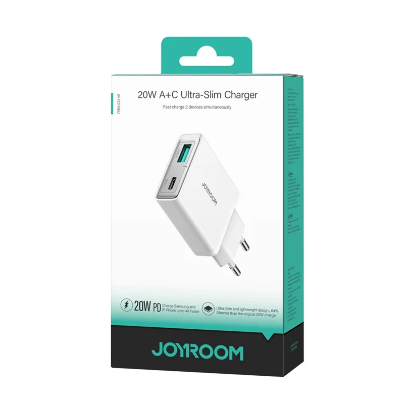 Cargador Joyroom Super Slim con puertos USB-C +y USB-A - Blanco - Ítem2