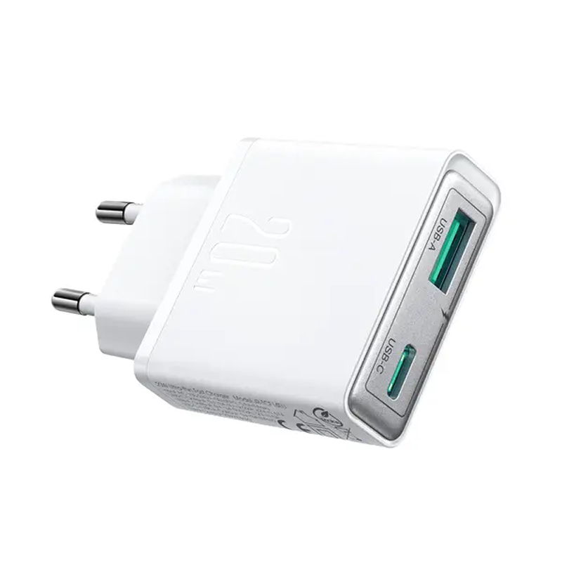Cargador Joyroom Super Slim con puertos USB-C +y USB-A - Blanco - Ítem1
