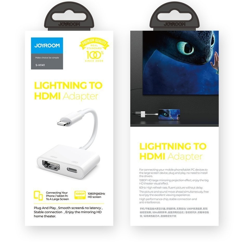 Adaptateur double Joyroom Lightning vers HDMI/Lightning - Blanc - Ítem4