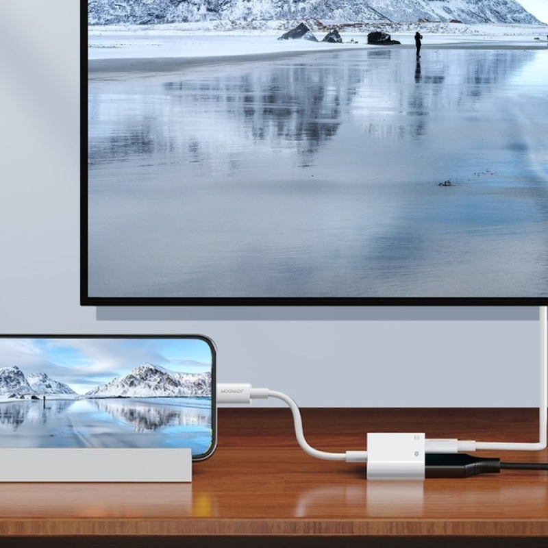 Adaptateur double Joyroom Lightning vers HDMI/Lightning - Blanc - Ítem2