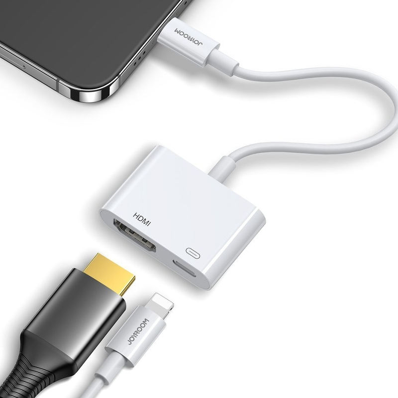 Adaptateur double Joyroom Lightning vers HDMI/Lightning - Blanc - Ítem3