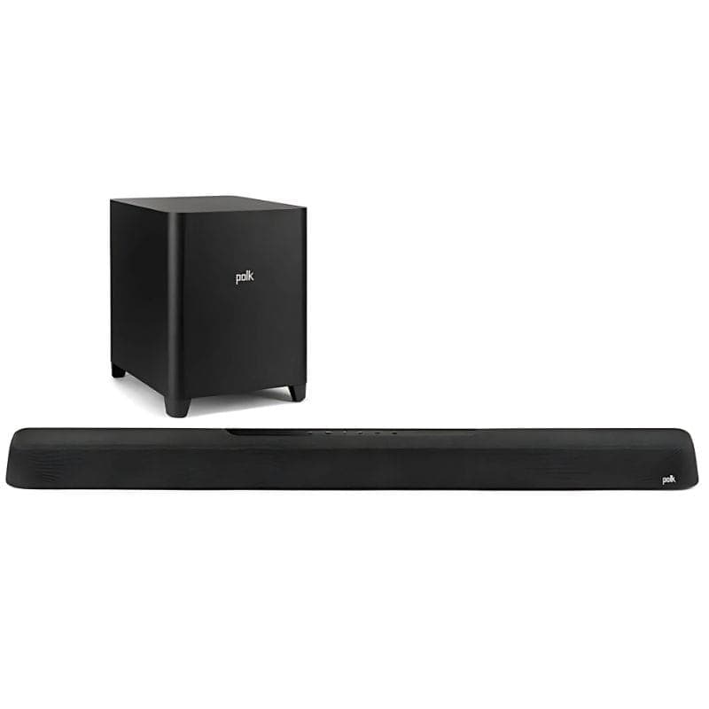 Polk Audio Magnifi AX SR 7.1.2 Noir - Barre de son. Image avec le caisson de basses