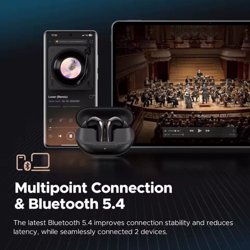 SoundPEATS Air 5 Pro Blanco con estuche de carga, auriculares in ear estilo bastón en acabado blanco brillante, conexión multipunto y Bluetooth 5.4