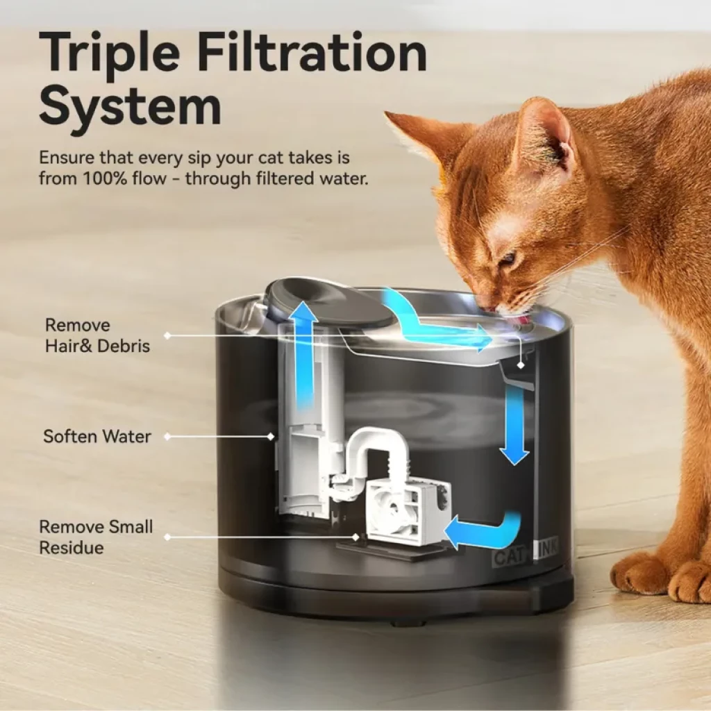 Fonte CATLINK AI Water Fountain Pure 2 Lite 2.3L cinzenta vista frontal - Item3