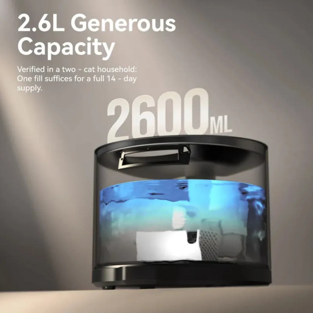 Fonte CATLINK AI Water Fountain Pure 2 Lite 2.3L cinzenta vista frontal - Item4