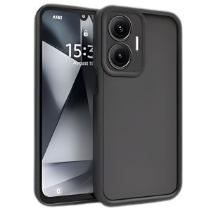 Funda Xiaomi Poco F7 Square Liquid Premium Negro con acabado mate, bordes elevados y módulo de cámara protegido; diseño robusto y sobrio, ajuste preciso.
