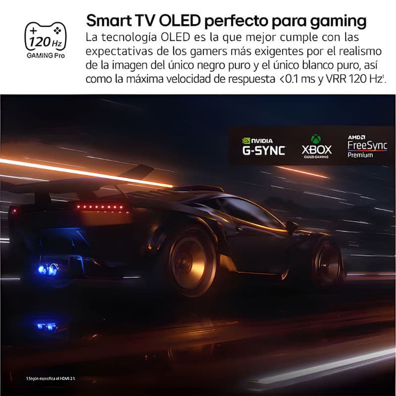 Écran LG OLED48C54LA 48" 4K UHD noir avec VRR 120 Hz, G-SYNC/FreeSync, noirs profonds, blancs éclatants et temps de réponse <0,1 ms, idéal gaming.