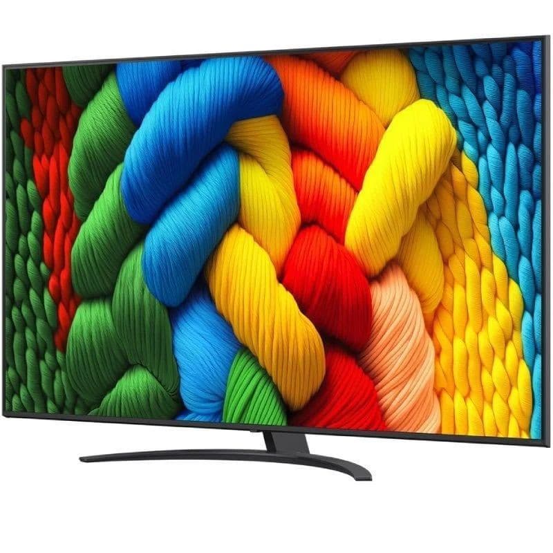 LG AI 65NANO81A6A 65 4K Ultra HD NanoCell Smart TV com tela fina, moldura estreita, base curva, cores vivas e alto contraste para imagens nítidas