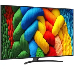 LG AI 65NANO81A6A 65 4K Ultra HD NanoCell Smart TV com tela grande, bordas finas, cores vibrantes e base curva elegante