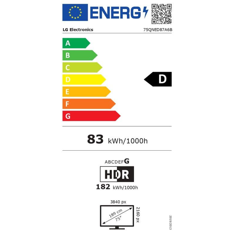 Energía de LG QNED evo AI 75QNED87A6BEnergia de LG QNED evo AI 75QNED87A6B
