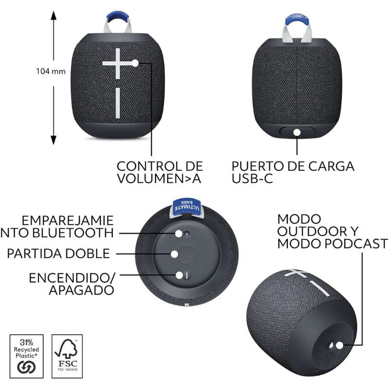 Ultimate Ears WONDERBOOM 4 NEGRO - Altavoz bluetooth estéreo - Ítem5