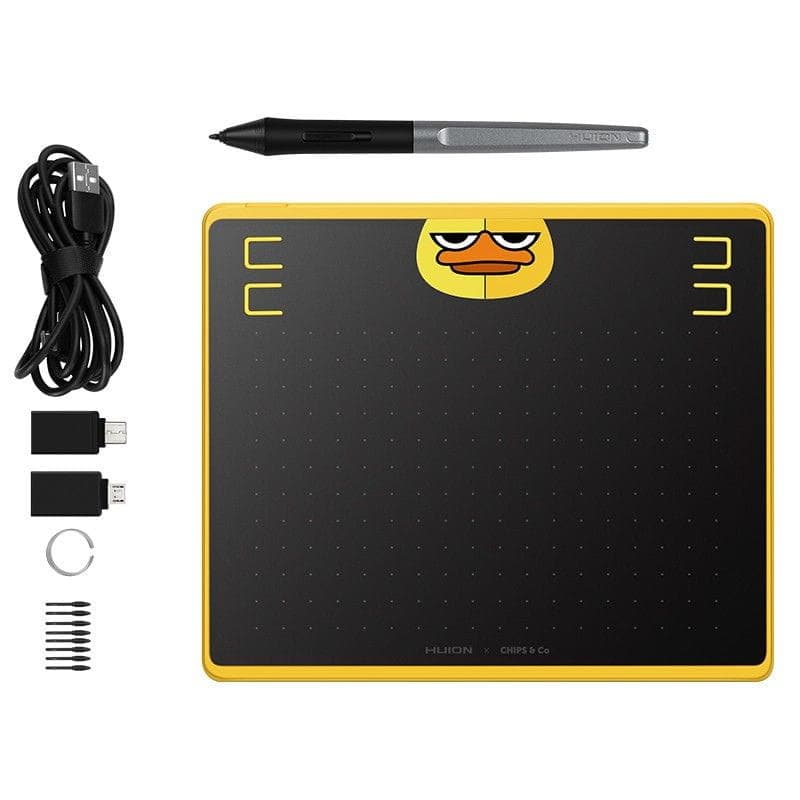 Huion HS64 SE - Tablette graphique, contenu de l'emballage