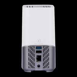Hub de sécurité Eufy HomeBase 3 S380 WiFi 2,4 GHz, boîtier blanc compact avec fentes de ventilation, 2 ports USB, port Ethernet et bouton Sync Alarm Off
